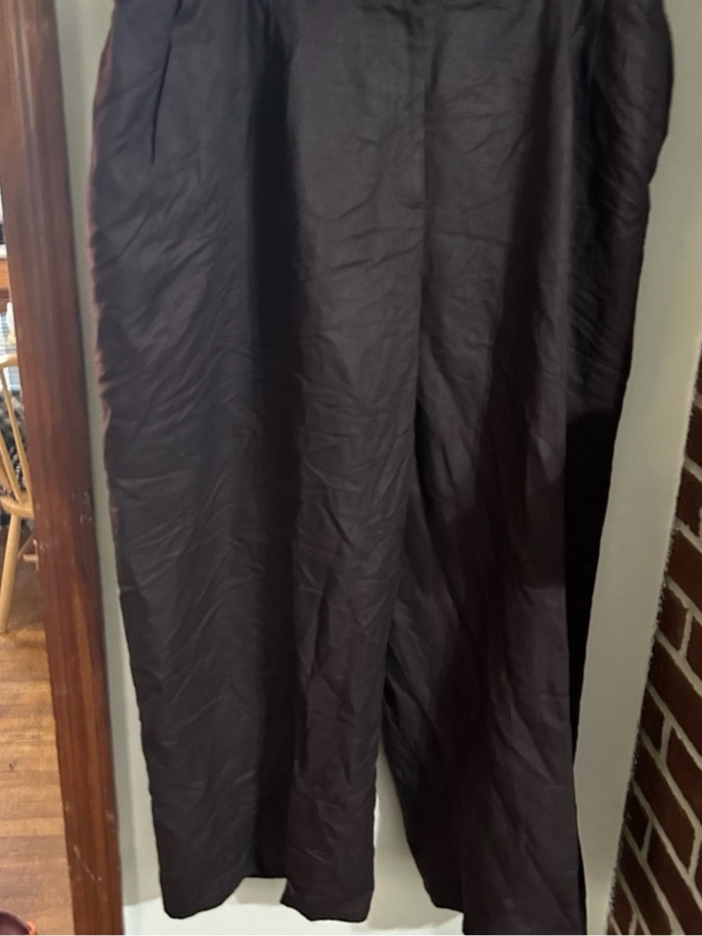 Talbots Size 22W Petite Brown Lined Line Wide Leg Cropped Pants